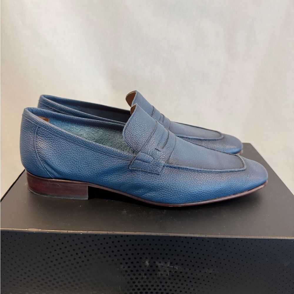 Saks Fifth Avenue Navy Leather Loafers